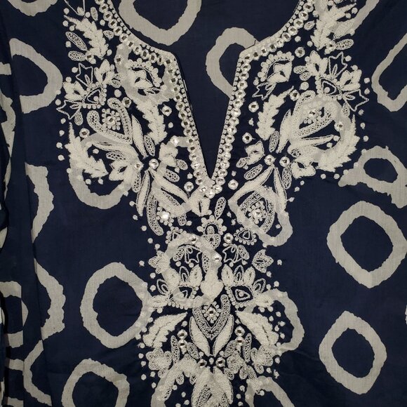 Karen Kane Embroidered Tunic, Navy Cotton Voile – NWOT - Picture 5 of 8